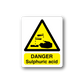 Danger Sulphuric acid warning sticker with hazard triangle and DANGER text