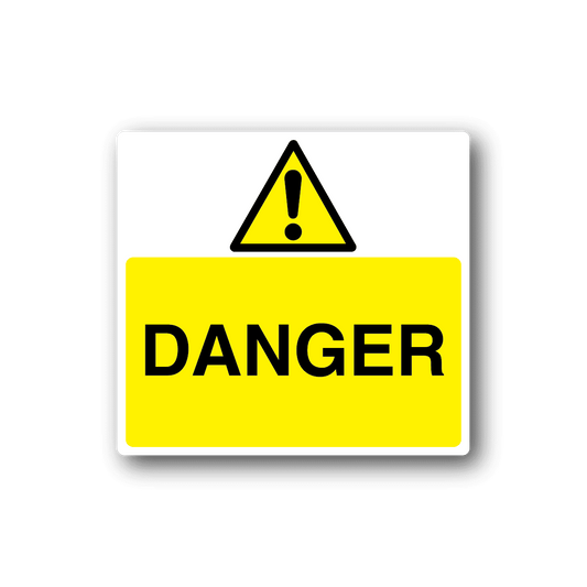 Image of Danger White and Yellow Sticker 