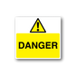 Warning danger sticker with yellow panel, black exclamation triangle, and DANGER text