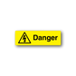 Danger warning sticker with yellow background, black lightning triangle and Danger text