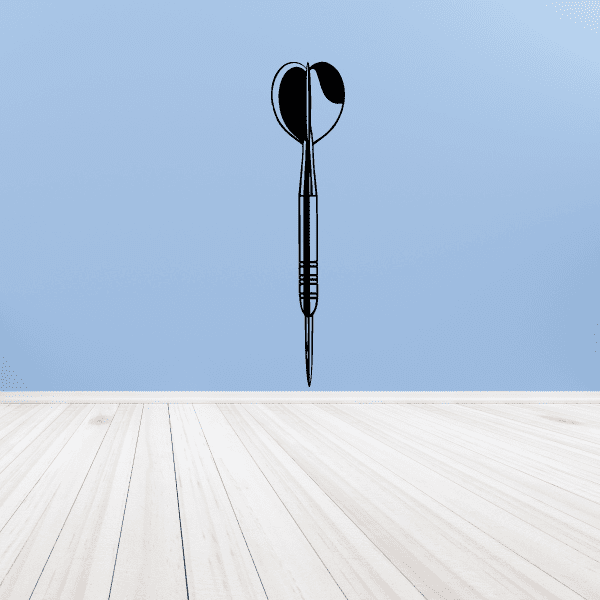 Black and white dart decal with barbed tip and fletching