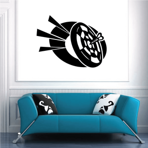 Black dartboard and darts vinyl wall decal with circular target graphic