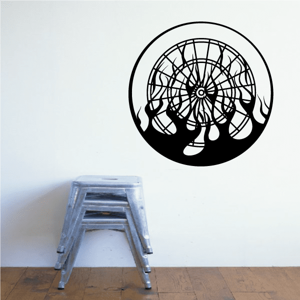Circular dartboard wall decal, black and white vinyl