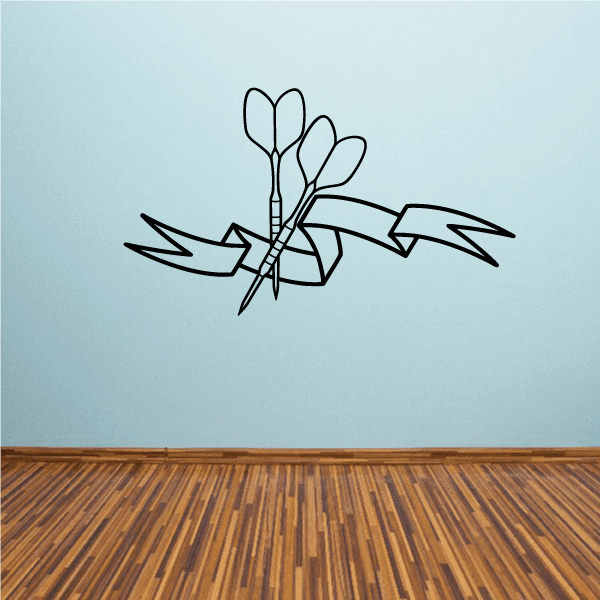 Darts vinyl wall decal with black dart cluster and ribbon banner
