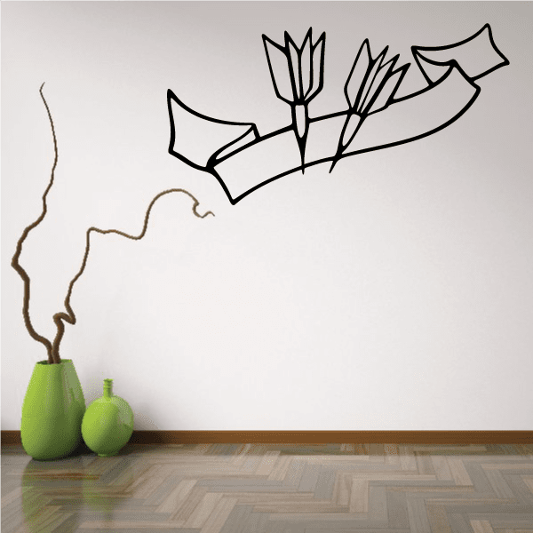 Darts wall decal vinyl sticker with three dart silhouettes and curved flights