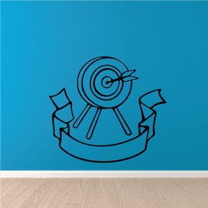 Darts wall decal: bullseye target with darts and ribbon banner