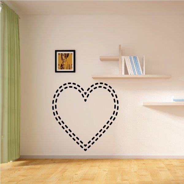 Image of Dashed Line Heart Valentine's Day Decal