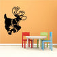 Reindeer wall decal: black reindeer with tan muzzle and antlers