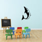 Dolphin diving up wall decal with black and white fish shape