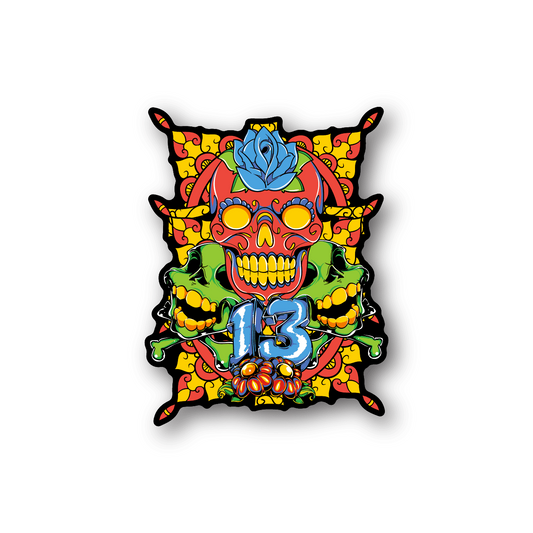 Image of Day of the Dead Lucky Number 13 Sticker