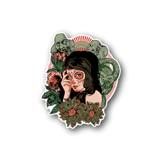 Image of Day of the Dead Queen Of Beasts Sticker