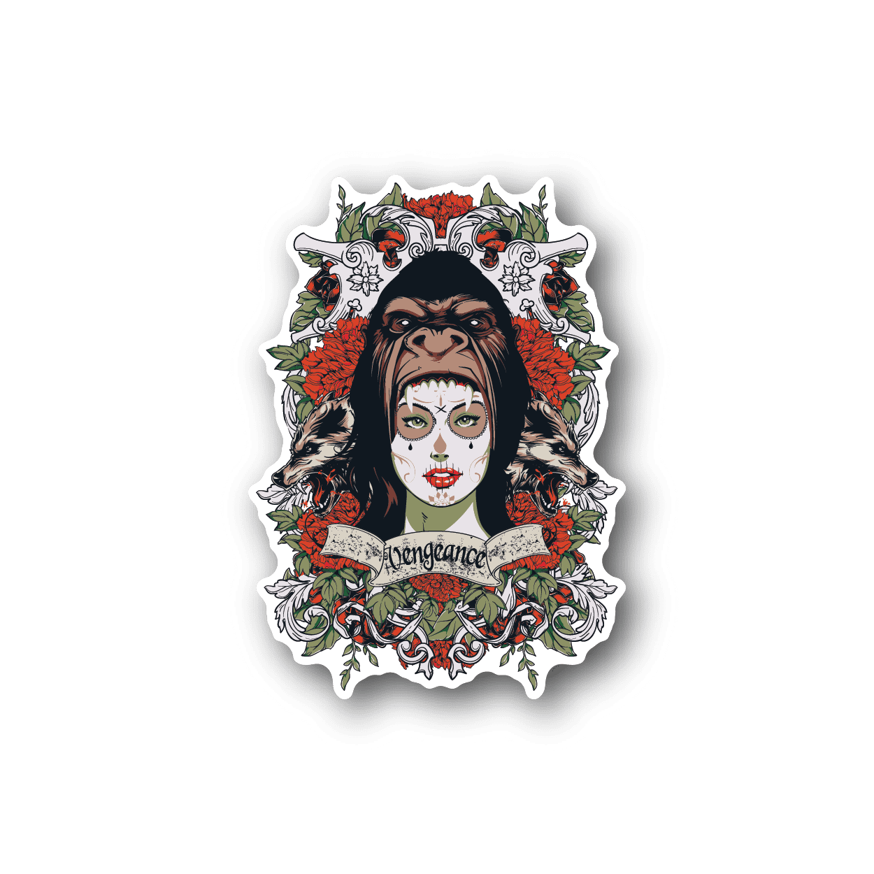 Image of Day of the Dead Vengeance Ape Sticker