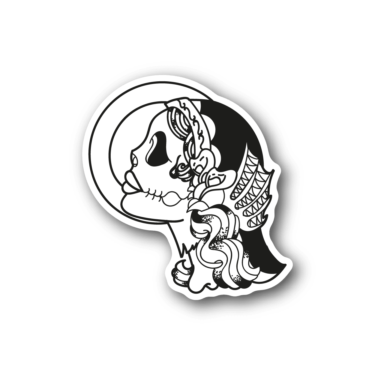 Image of Day of the Dead Woman with Moon Sticker