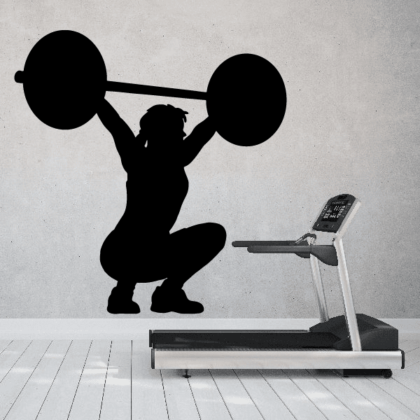 Deadlift barbell bodybuilding decal with lifter silhouette holding a barbell