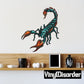 Deadly scorpion sticker, colorful teal scorpion with orange claws and curled tail