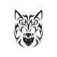 Stylized wolf head decal, black and white, with snarling mouth and pointed ears