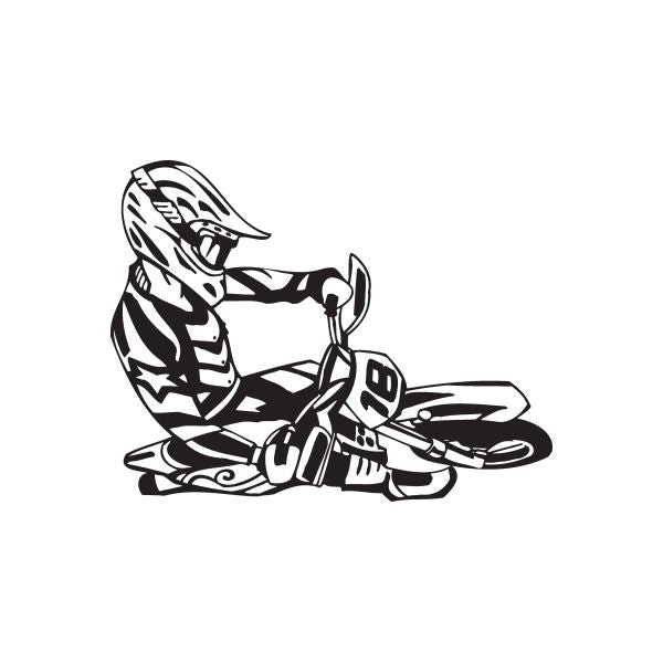 Dirt bike rider graphic decal in black and white