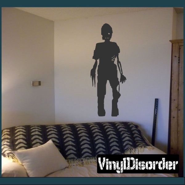 Zombie silhouette wall decal with decayed hands and torn details