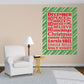 Christmas typography wall decal with red lettering and green striped border