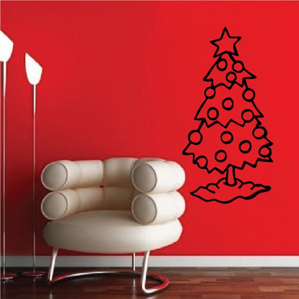 Image of Decorated Christmas Tree Outline Decal