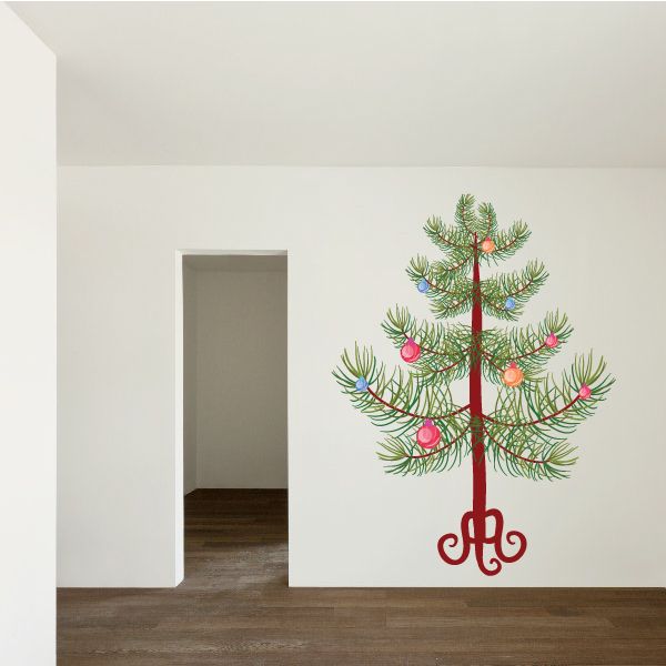 Image of Decorated Christmas Tree Sapling Clear Sticker 