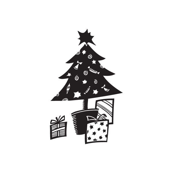 Image of Decorated Christmas Tree with Presents Decal