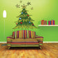 Christmas tree wall decal with star ornaments and multicolor lights