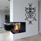 Decorated cross wall decal with outlined floral petals and leaves