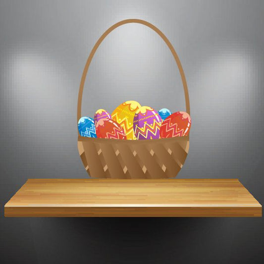 Image of Decorated Easter Eggs in Basket Printed Die Cut Decal