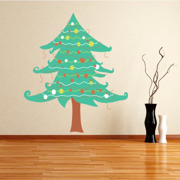 Image of Decorated Fancy Christmas Tree Printed Decal