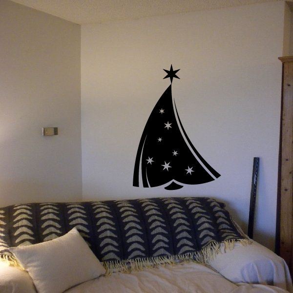 Image of Decorated Leaning Christmas Tree Decal