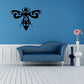 Ornate black bee wall decal with decorative scroll accents