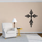Decorative cross wall decal, black geometric star cross with radiating accents