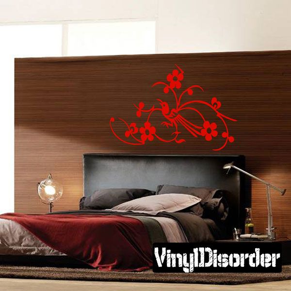 Image of Decorative Floral Bird Decal