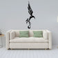 Black hummingbird wall decal with stylized wings and curved beak