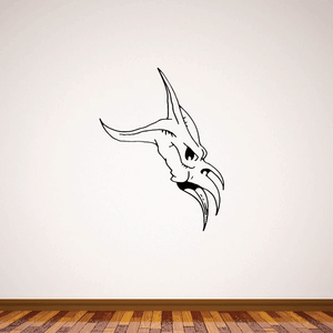 Deep sea creature mask decal, black line art of finned face on white