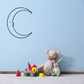 Crescent moon wall decal with profile face outline in black