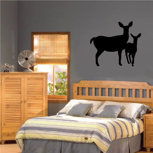 Image of Deer Mother and Fawn Watching Decal