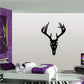 Deer skull and antler wall decal, black silhouette