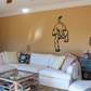 Cougar wall decal, black defensive cougar silhouette with open mouth and claws