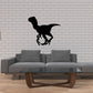 Deinonychus decal, black dinosaur silhouette with open jaws and clawed feet