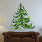 Delicate Christmas tree printed decal, layered green tree design.