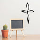 Delicate cross wall decal with flowing black vine-style design