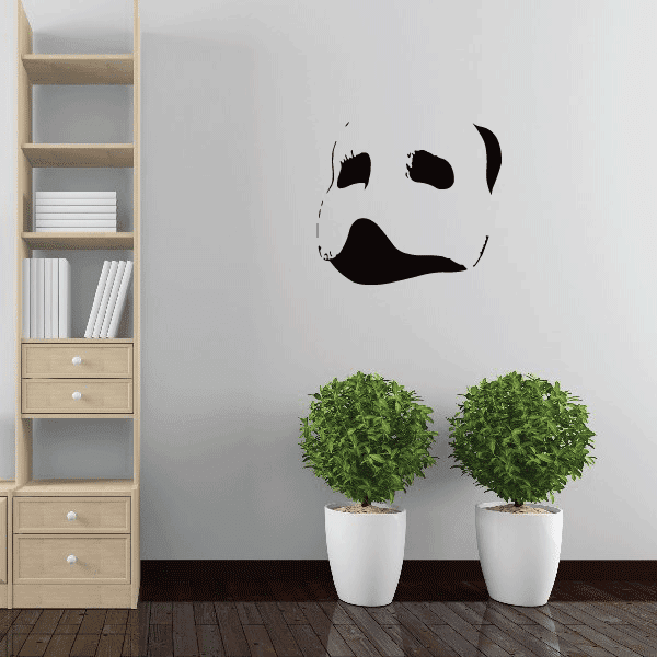 Masquerade mask decal, black partial face silhouette with dotted outline