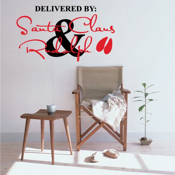 Image of Delivered by Santa and Rudolph Printed Decal