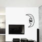 Demon skull moon decal with black crescent outline and white interior details