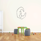 Moon outline wall decal with sad face, minimalist line art