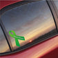 Depression awareness ribbon vinyl sticker, green ribbon with white text