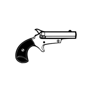 Derringer detail decal, black outline handgun silhouette