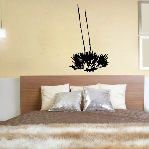 Desert brush wall decal, black silhouette with thin stems
